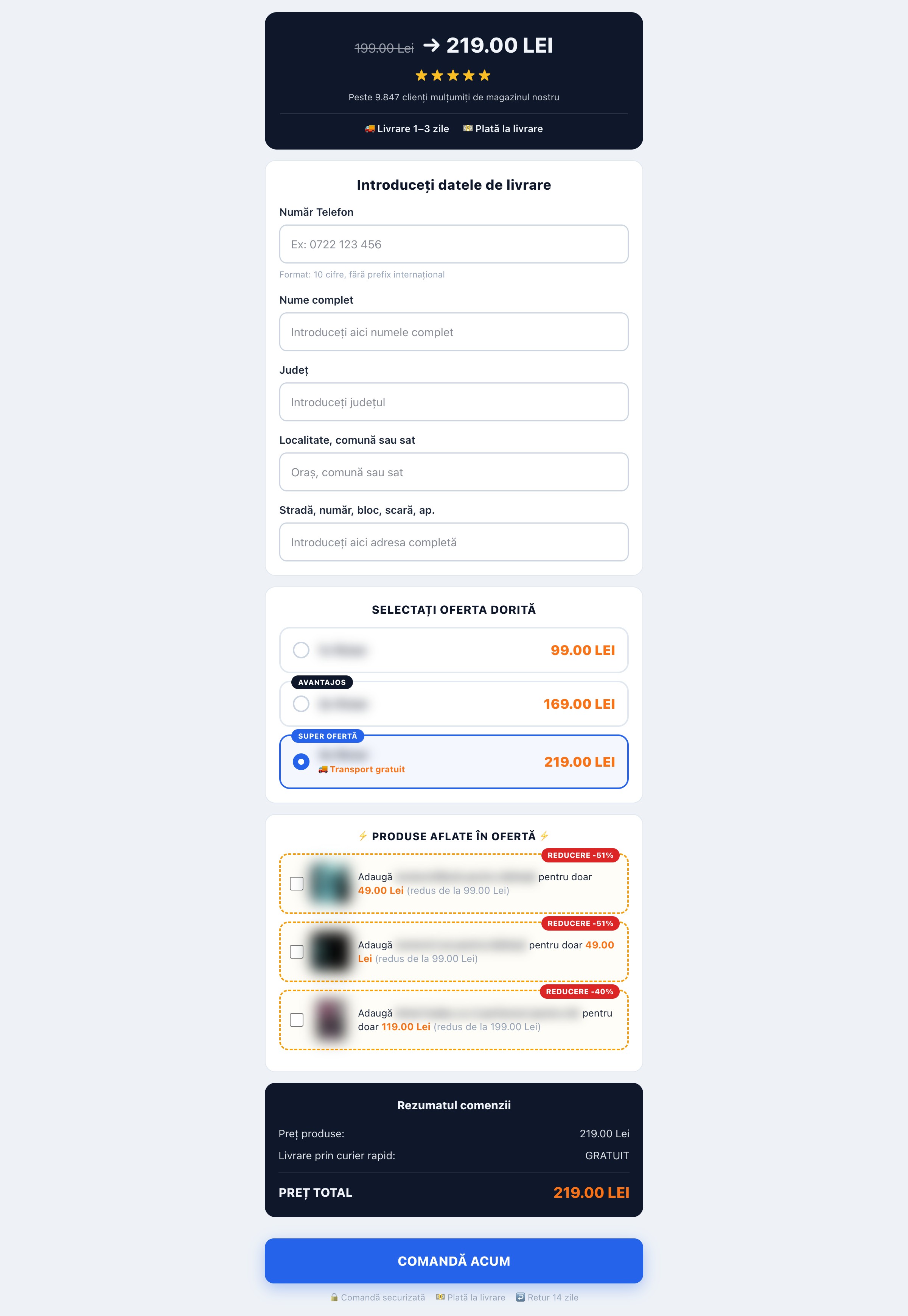Formular de comandă CallYo
